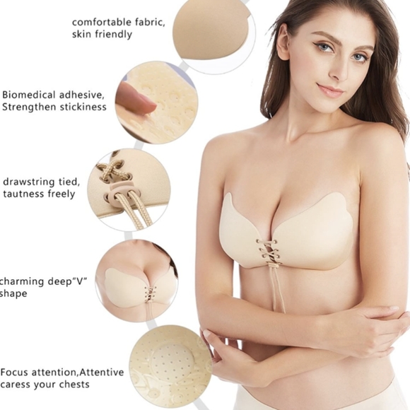 New With Tags Holisouse Cloth Strapless Adhesive, Reusable Push Up Bra, Black. B - Picture 9 of 11